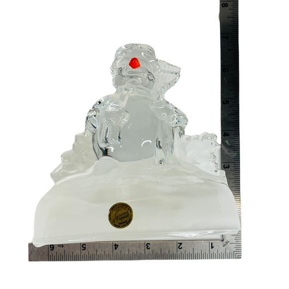 VTG Cristal d' Arques Glass SNOWMAN 7” Figurine Frosty 24% Crystal No Music Box - Picture 7 of 8